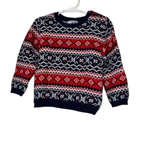 Mayoral boys fair isle Red and Navy Patterned Sweater 24m NWT Wool blend